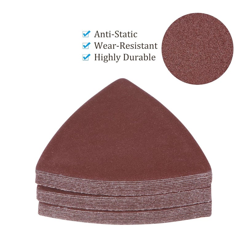 Kozelo 120pcs Mouse Sander Detail Sandpaper - [ 320 Grit, 3-1/8" ] Triangle Hook and Loop Assorted Sanding Pads Sheet for Wood Furniture Polishing Use | Aluminum Oxide Sandpaper - Image 2